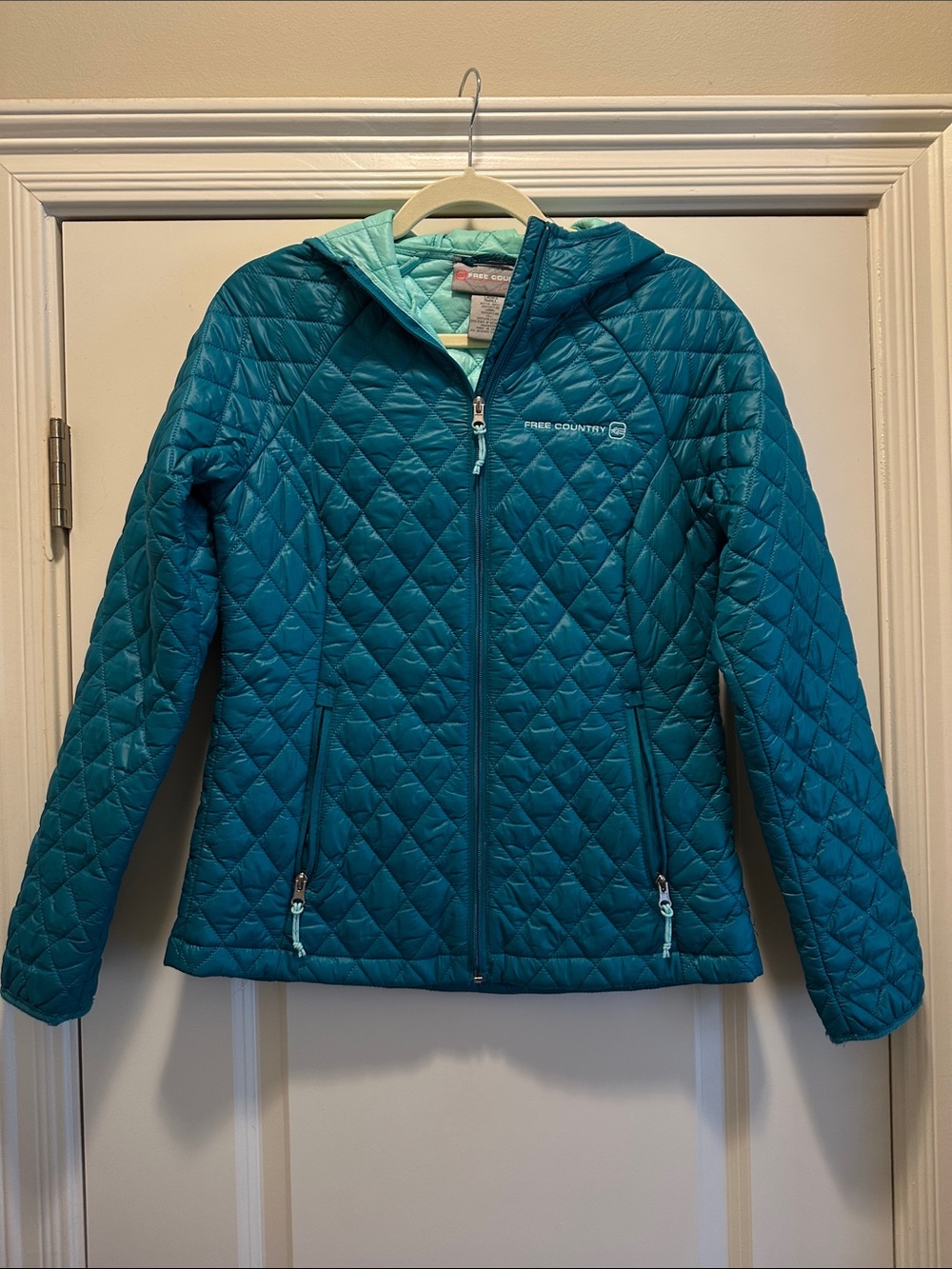 Free Country Teal Quilted Hooded Puffer Jacket